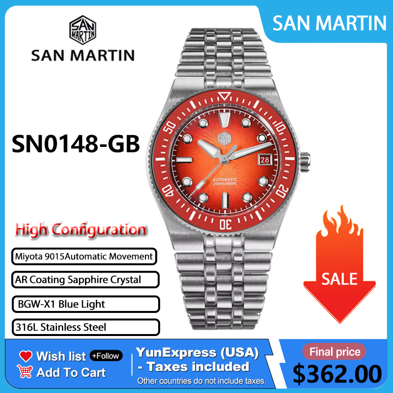 Cloisonne Enamel Dial - San Martin SN0148GB 40mm Zegarek Męski