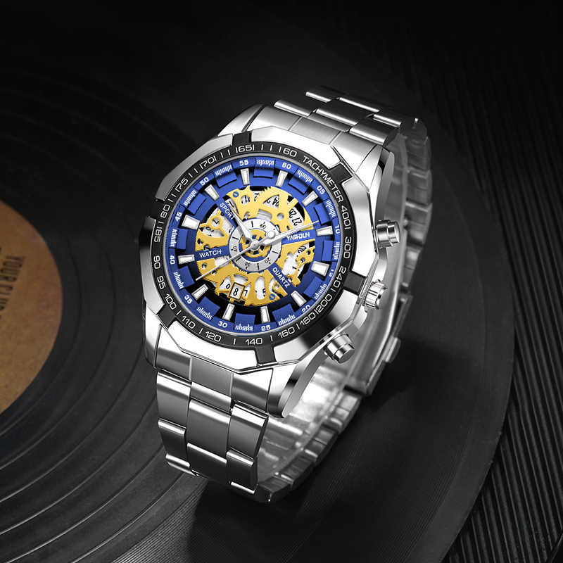 Luxury Watch Winder - Luksusowy męski zegarek szkieletowy z podświetleniem,