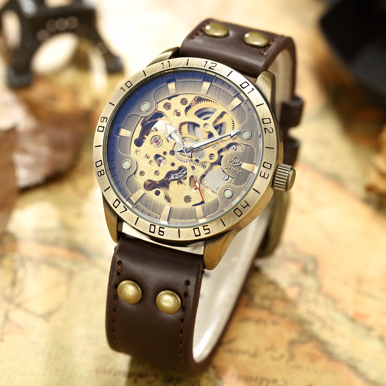 Bronze Case Watch - Najlepsze zegarki męskie Retro brązowa obudowa