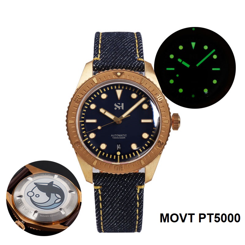 Bronze Case Watch - 42mm brązowy męski zegarek mechaniczny ręcznie