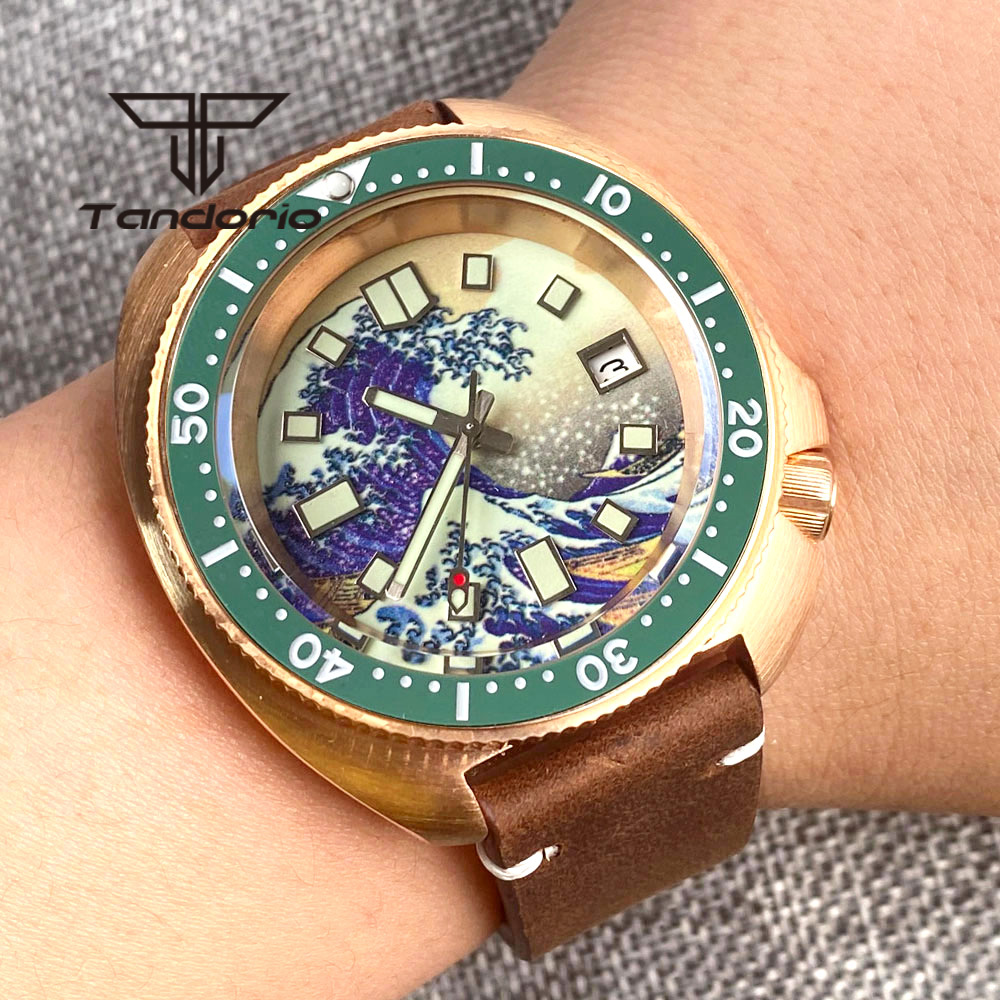 Bronze Case Watch - Tandorio 20BAR prawdziwy CUSN8 brąz NH35A