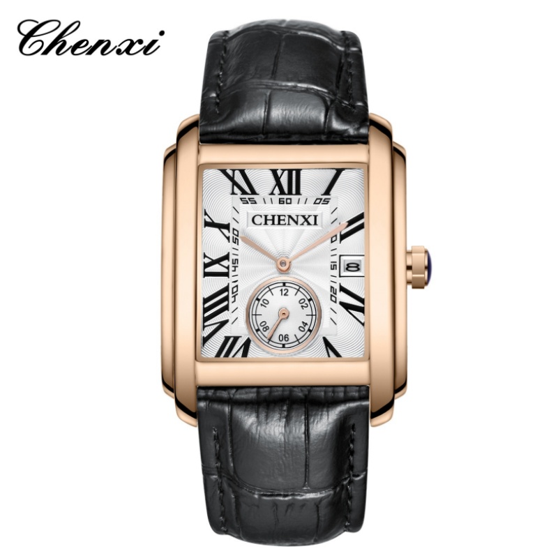 Luxury Watch Magazine - CHENXI 8216 moda klasyczne kwadratowe brązowe